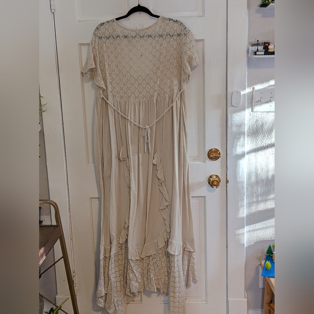 Free People Bring The Romance Midi Dress Ivory Lace Boho Prairie - Picture 5 of 5